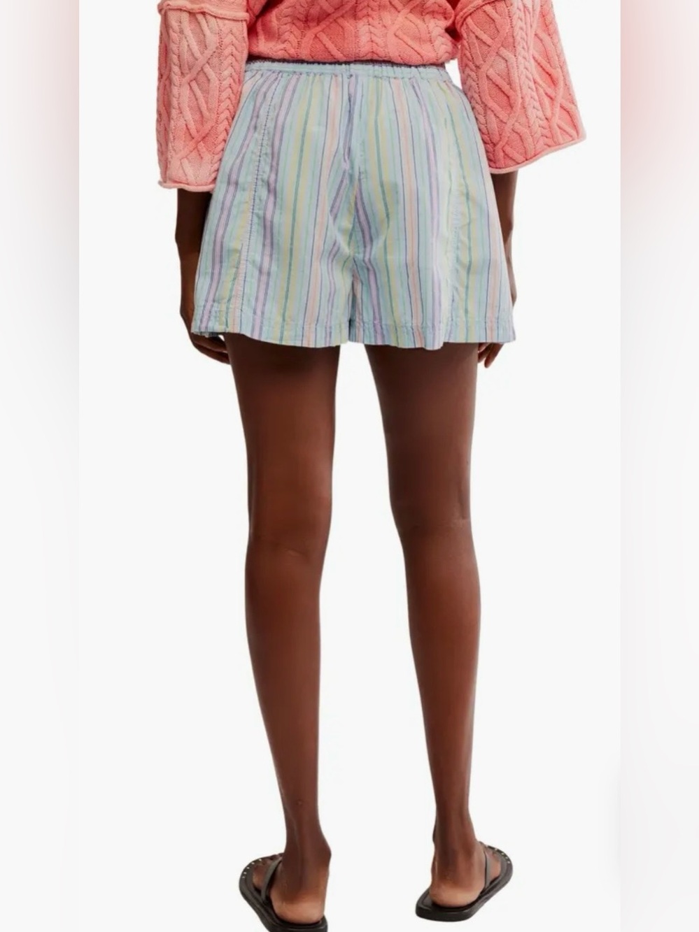 NWT Free People Get Free Striped Cotton Pull-On Elastic Waist Shorts S - Picture 4 of 14